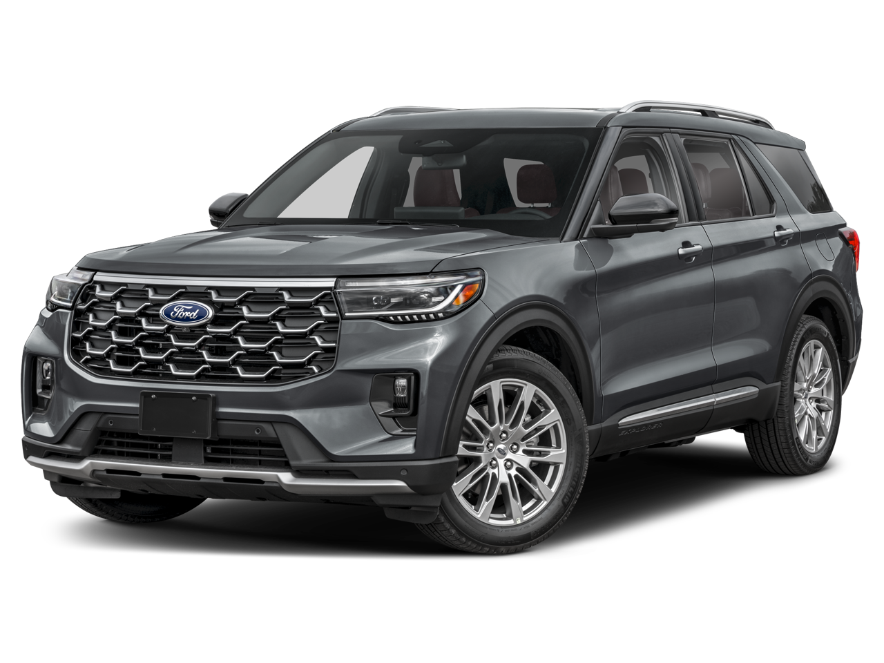 2026 Ford Explorer Platinum in Star White Metallic Tri-Coat — front three-quarter view