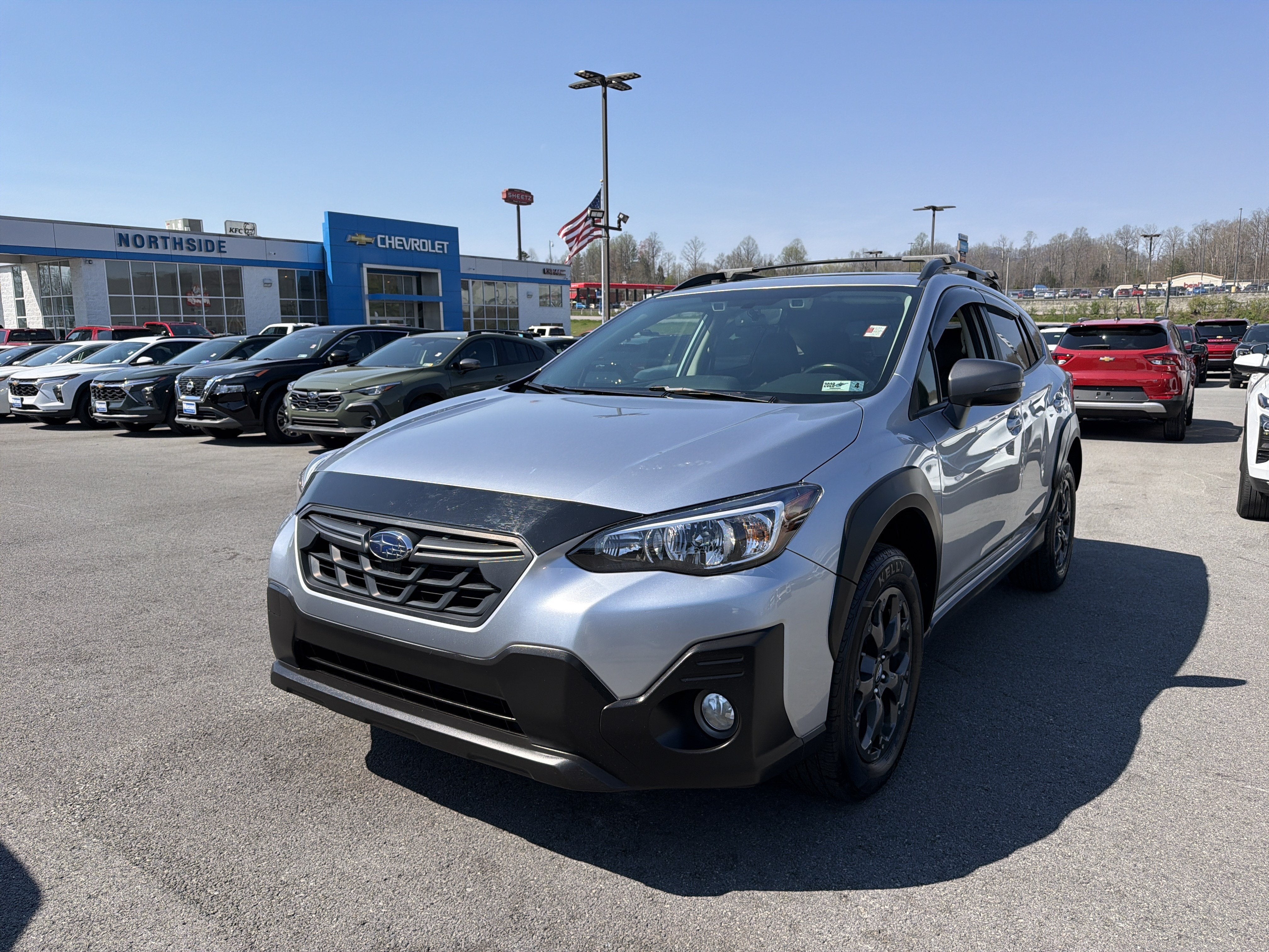 2021 Subaru Crosstrek Sport in Ice Silver Metall — front three-quarter view