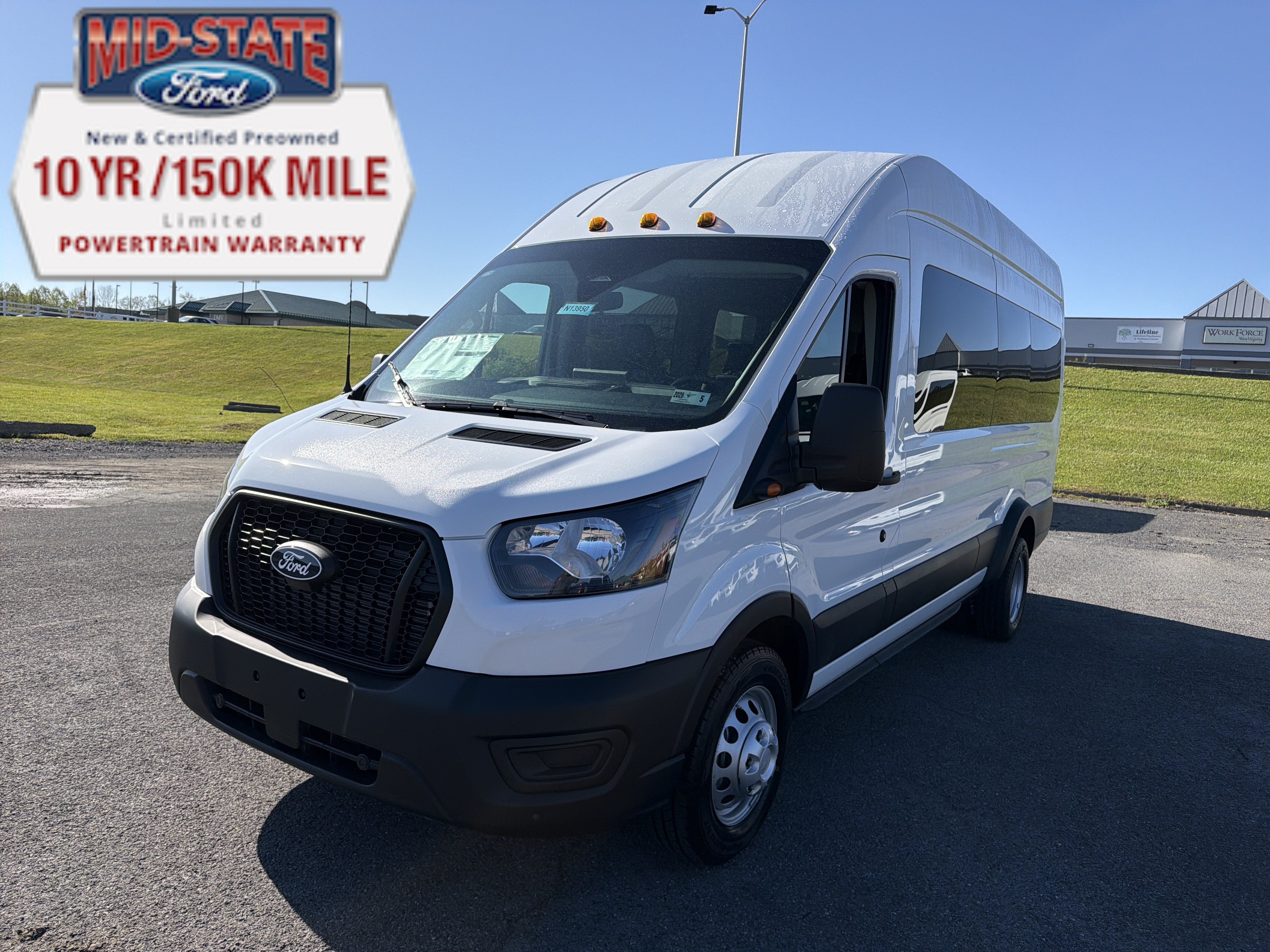2026 Ford Transit Passenger Wagon XL in Oxford White — front three-quarter view