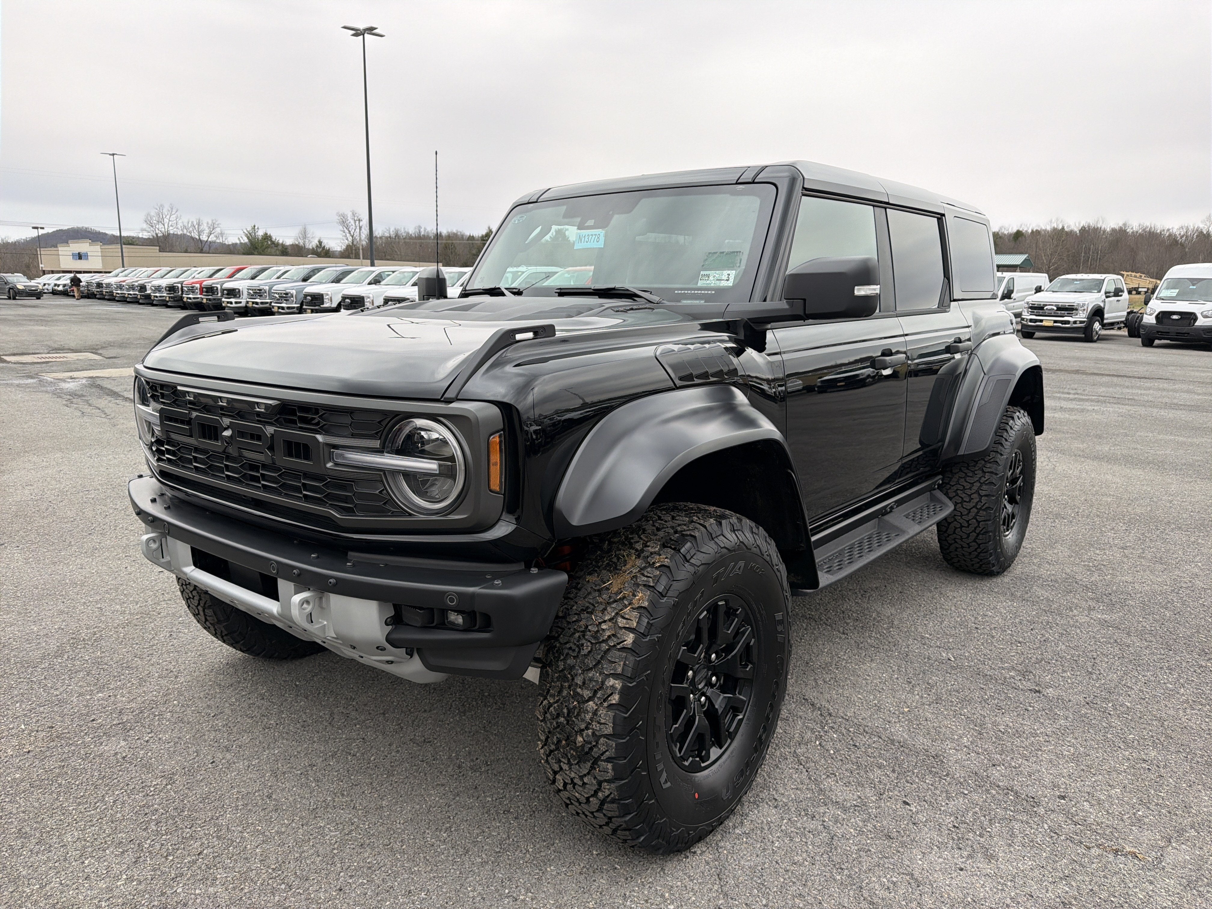 2026 Ford Bronco Raptor in Shadow Black — front three-quarter view
