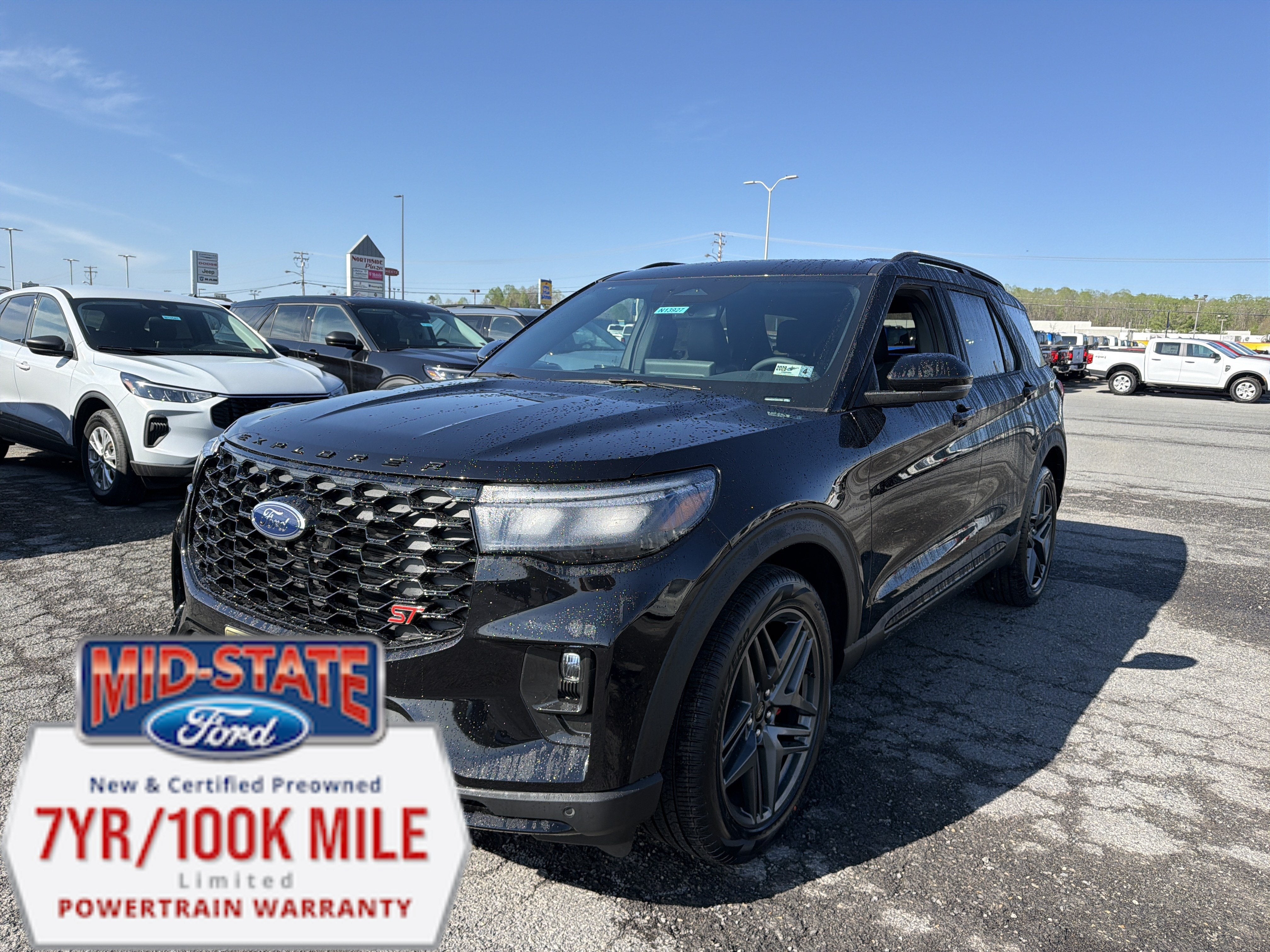 2026 Ford Explorer ST in Agate Black Metallic — front three-quarter view