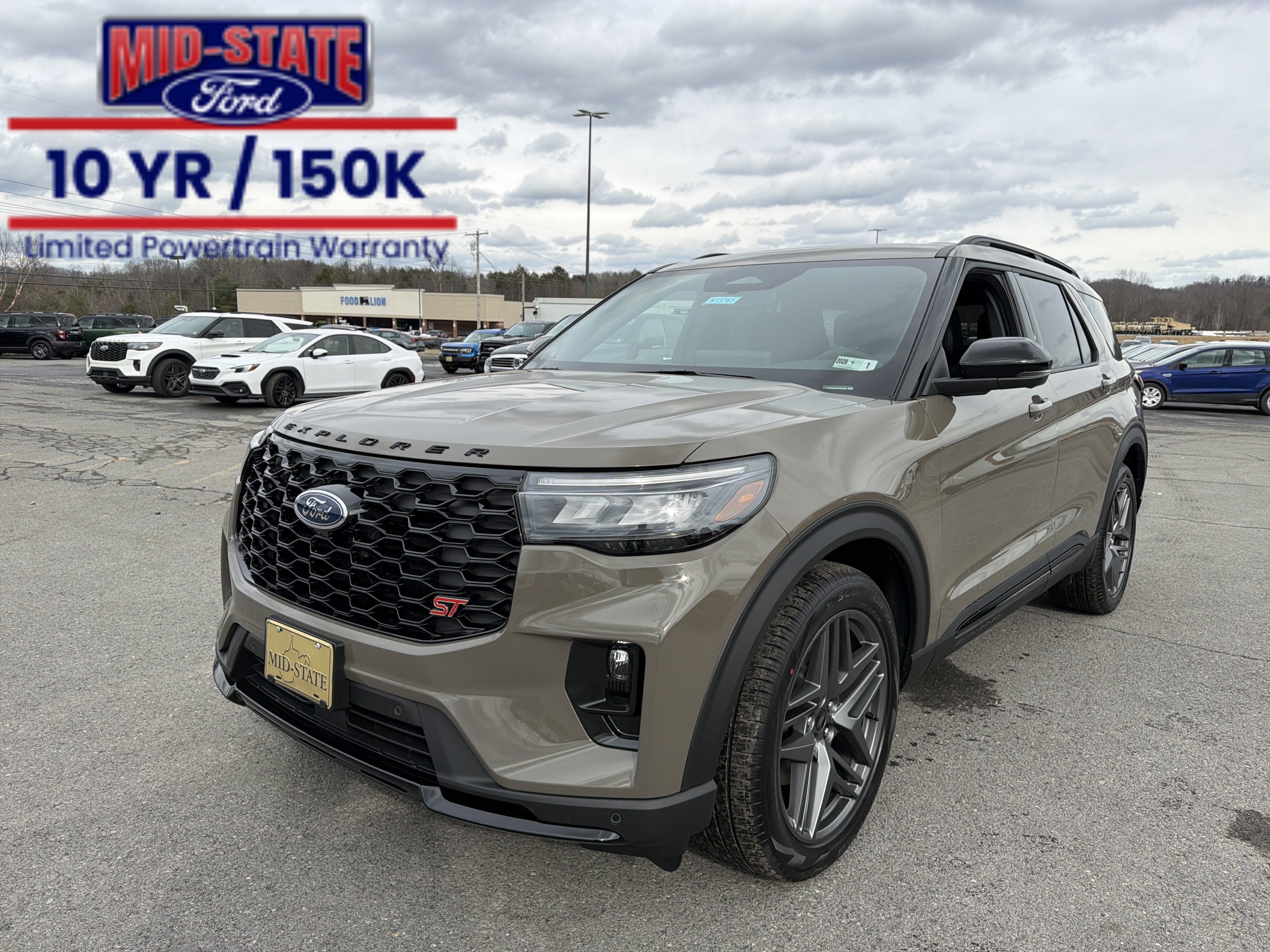 2026 Ford Explorer ST in Marsh Gray — front three-quarter view