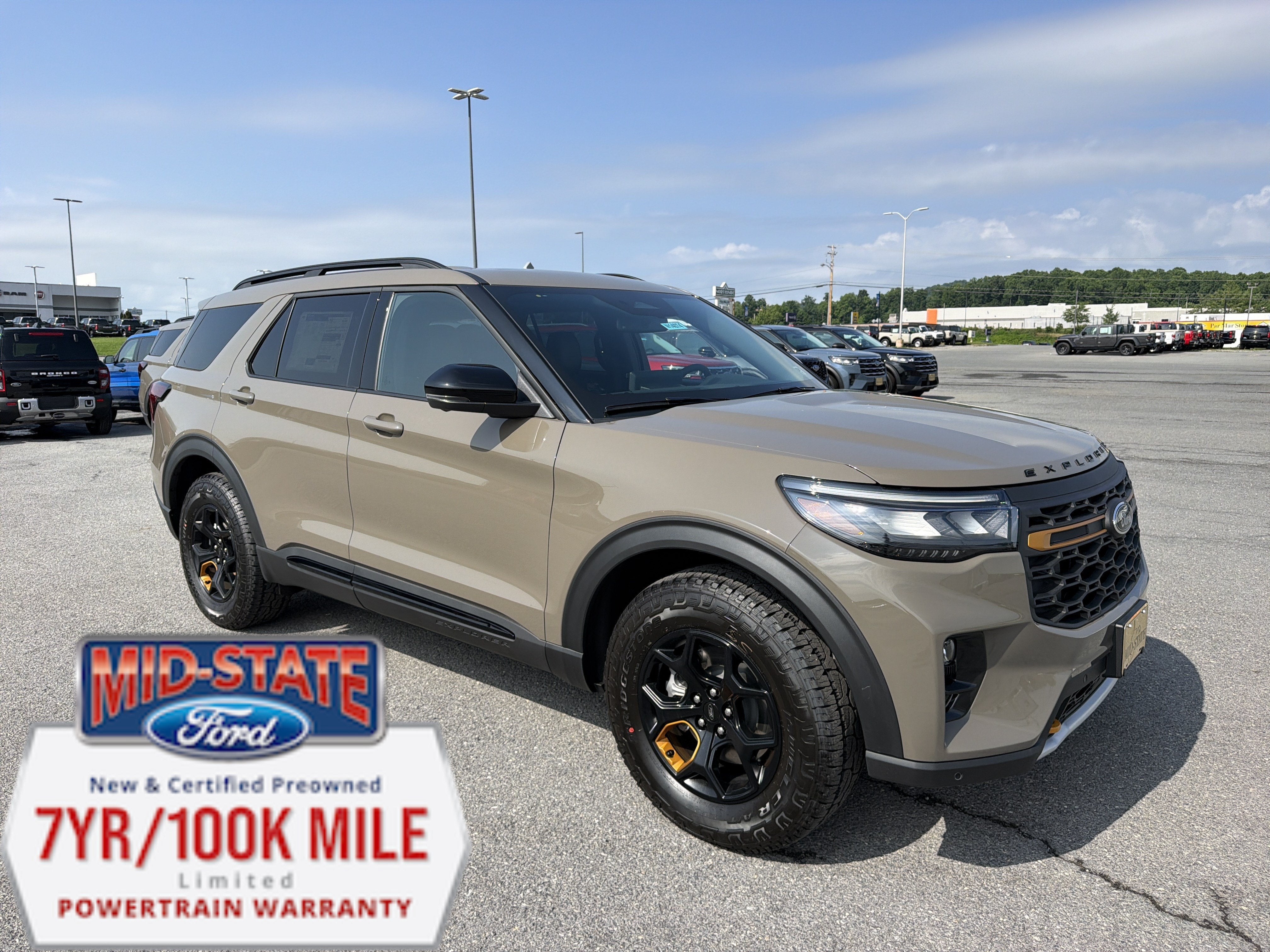 2026 Ford Explorer Tremor in Marsh Gray — front three-quarter view