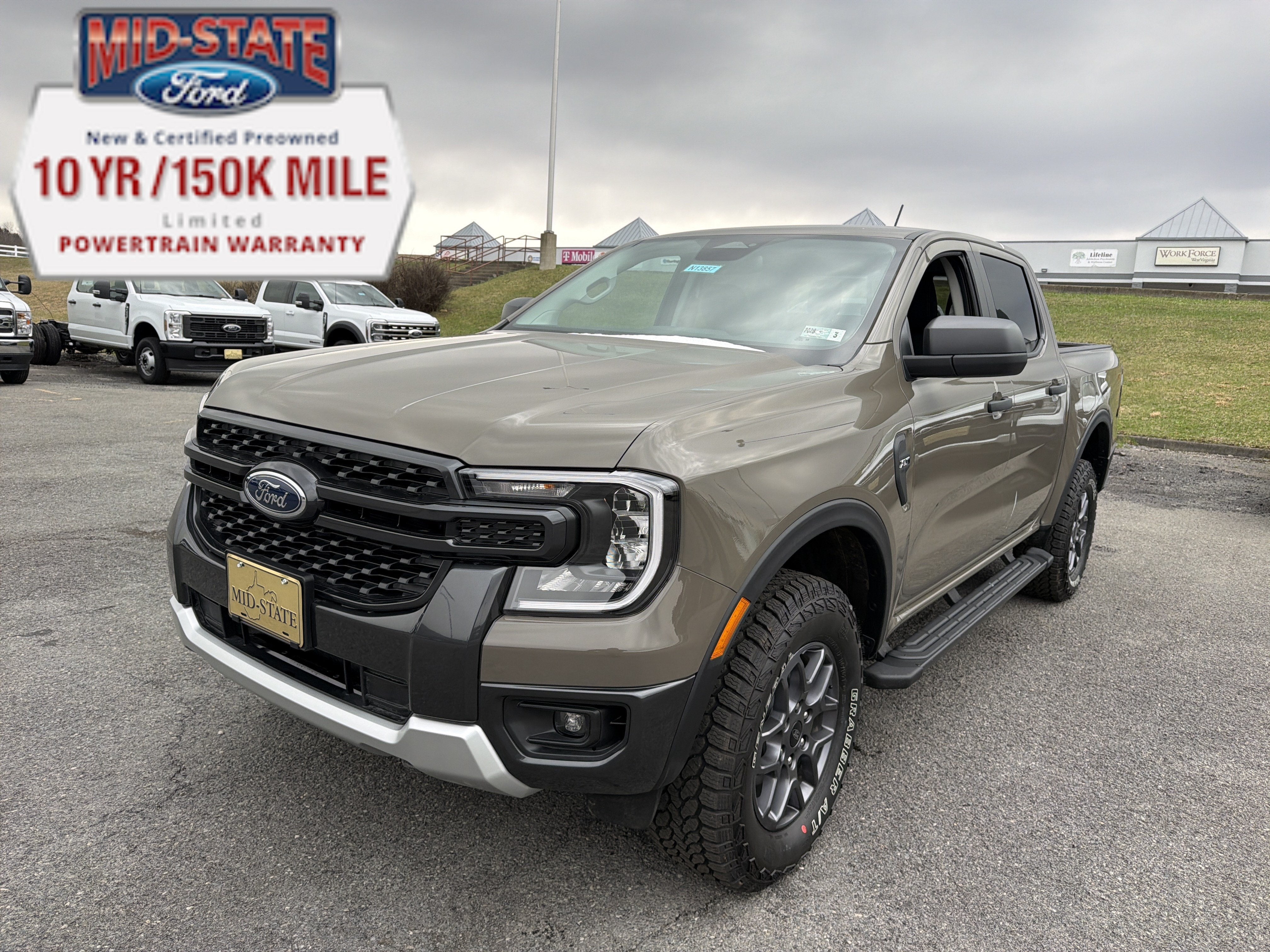 2026 Ford Ranger XLT in Marsh Gray — front three-quarter view