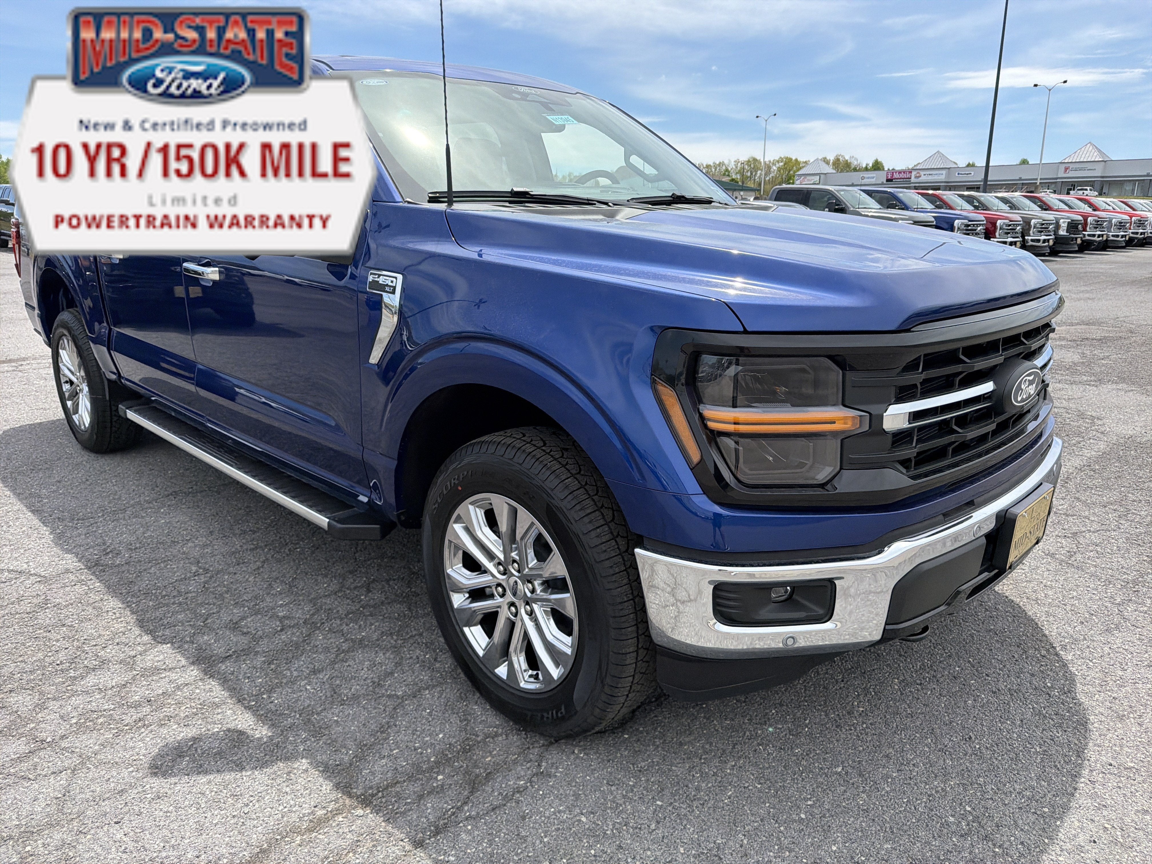 2026 Ford F-150 XLT in Argon Blue Metallic — front three-quarter view