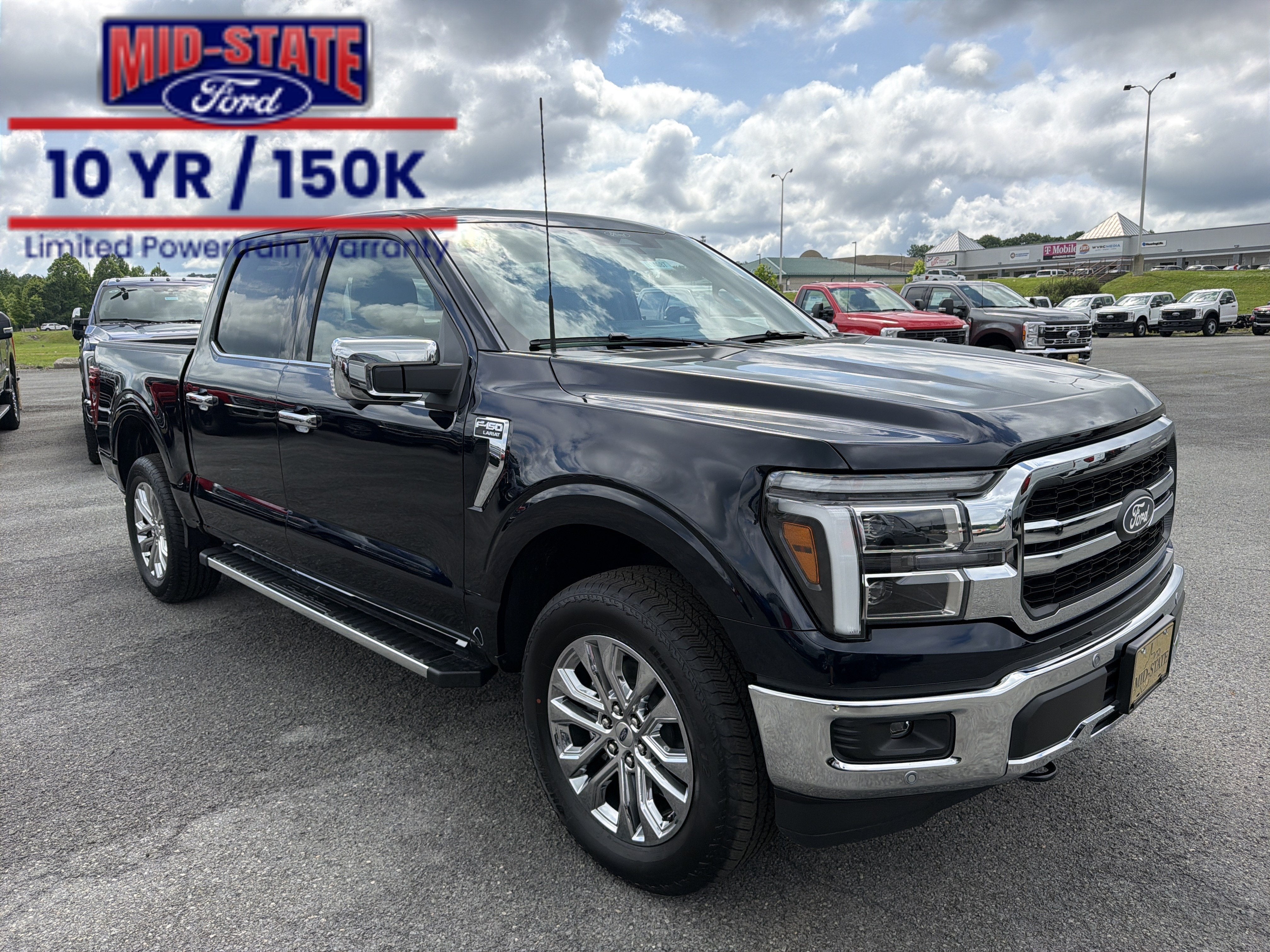 2026 Ford F-150 LARIAT in Antimatter Blue Metallic — front three-quarter view