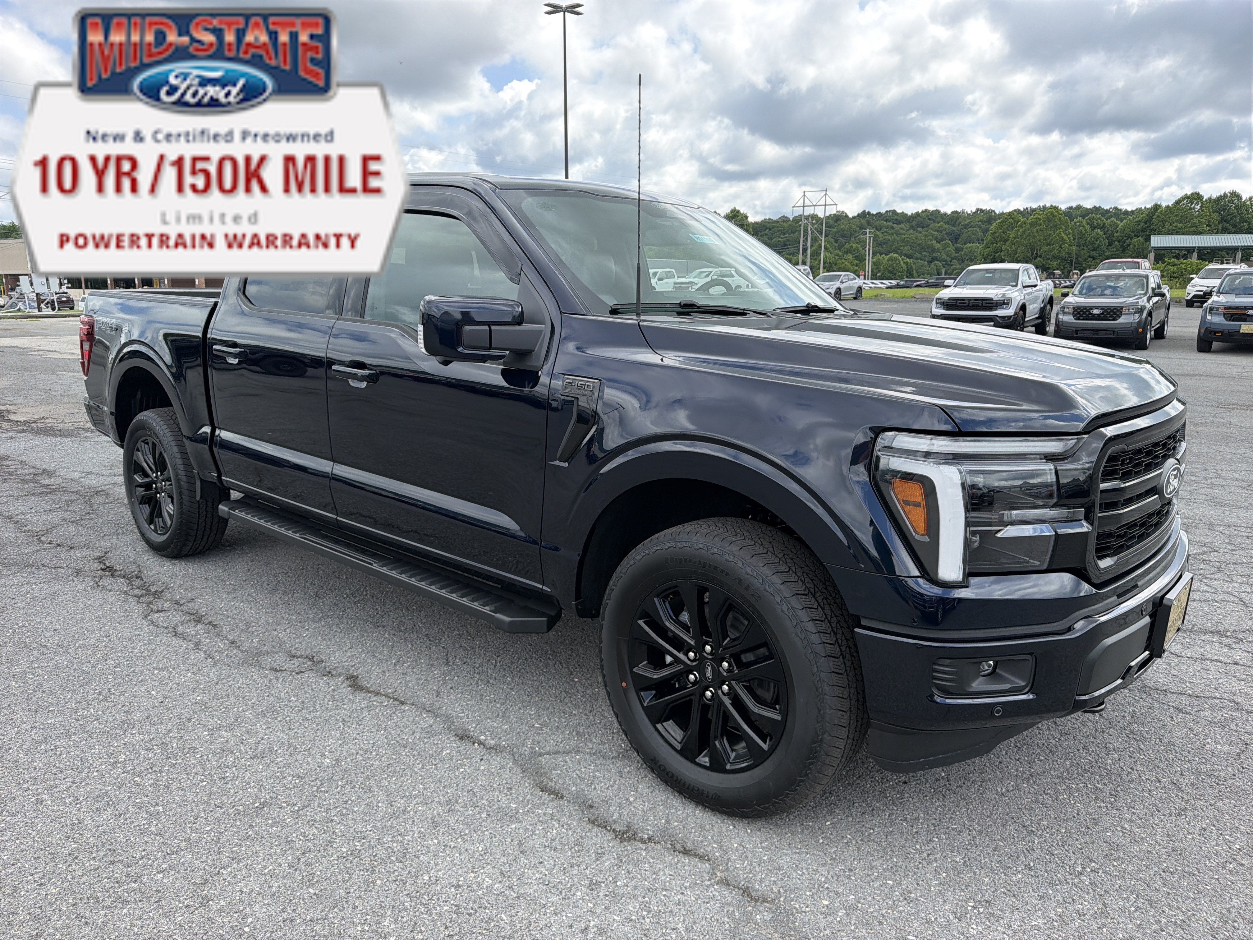 2026 Ford F-150 LARIAT in Antimatter Blue Metallic — front three-quarter view