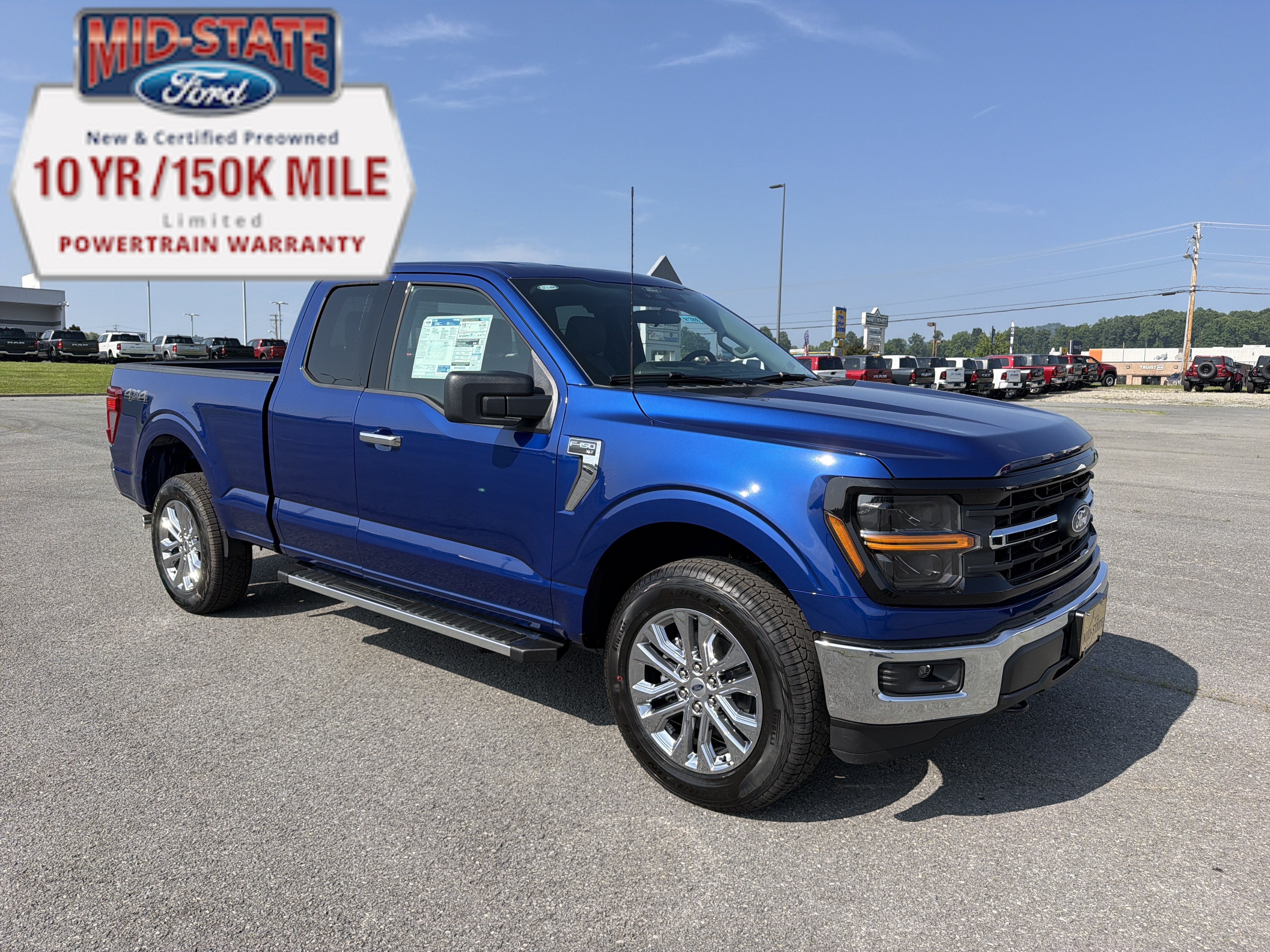 2026 Ford F-150 XLT in Argon Blue Metallic — front three-quarter view